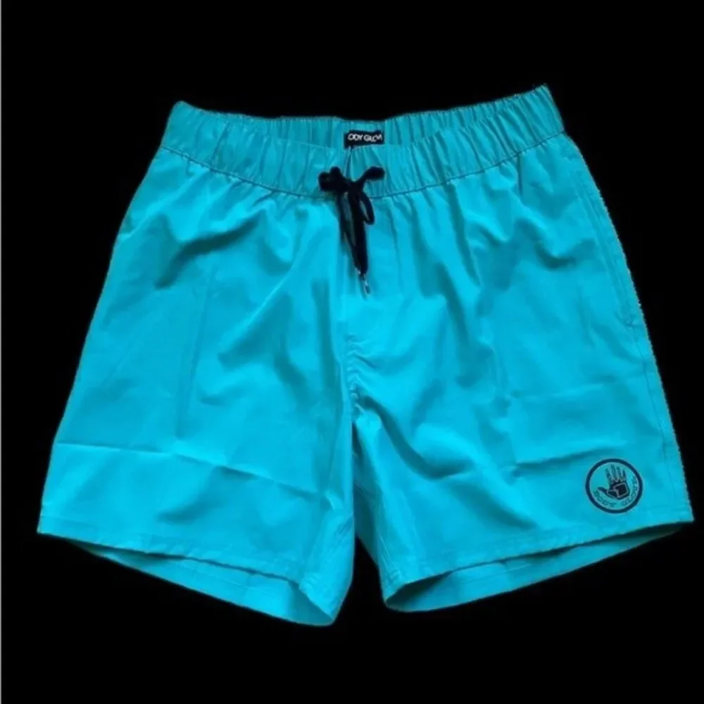Body Glove Board Shorts Swim Trunks Men Size L /34 Sea Foam Blue Sky NWOT